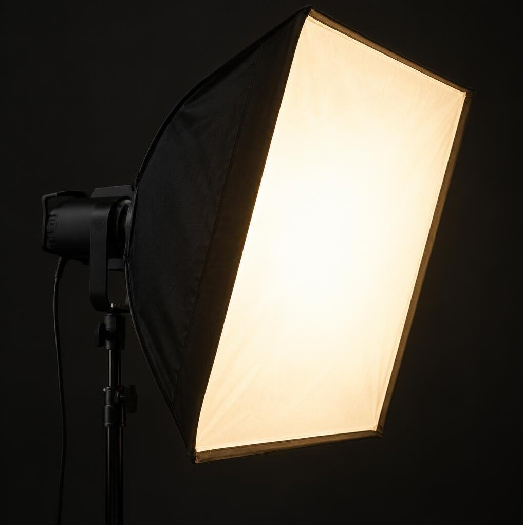 Studio softbox lighting equipment close-up
